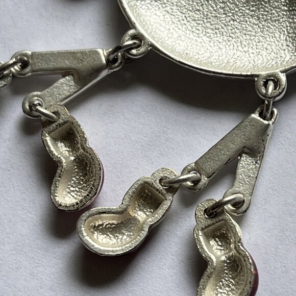 Christmas Cat In Santa Hat Dangling Legs Silver Red & Black Vintage - Picture 6 of 12